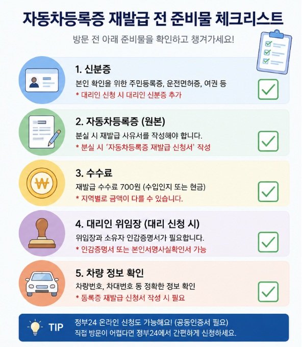 자동차등록증 재발급 준비물 체크리스트