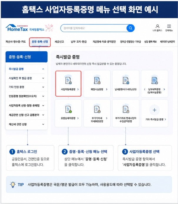 사업자등록증명 발급 방법