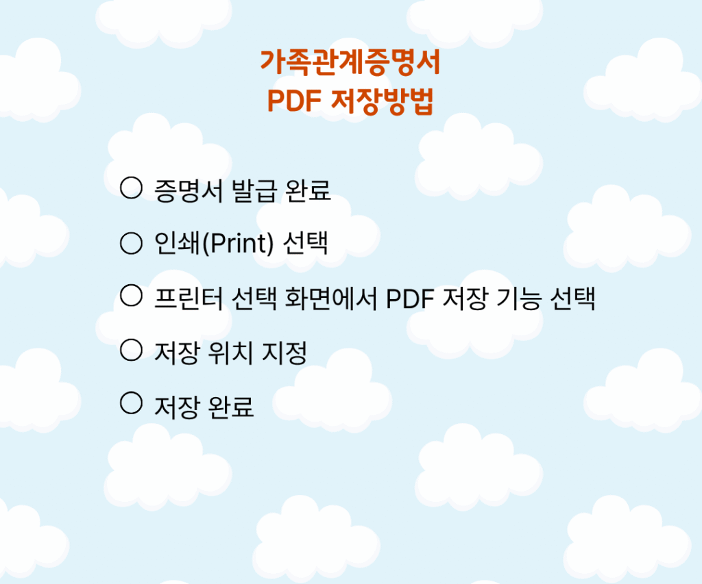 가족관계 증명서 pdf 저장방법