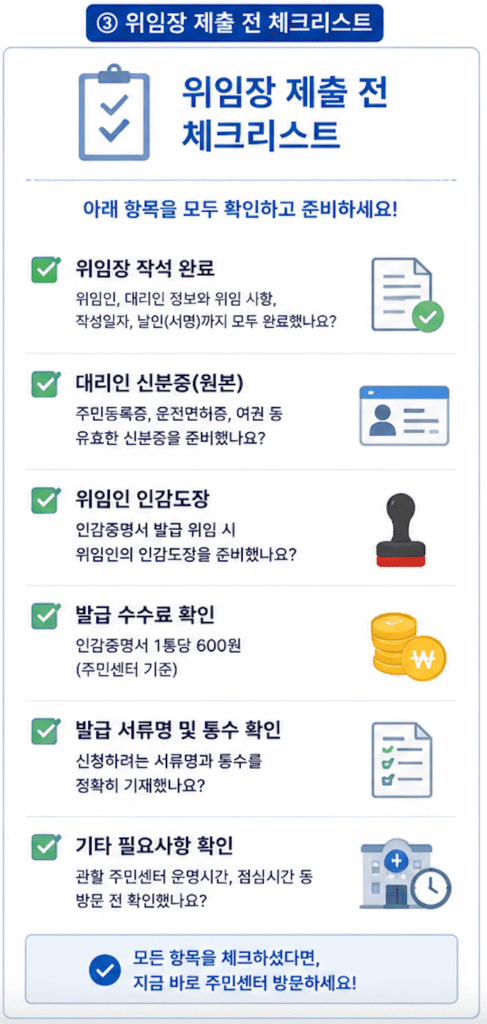 위임장 제출 전 체크리스트 이미지
